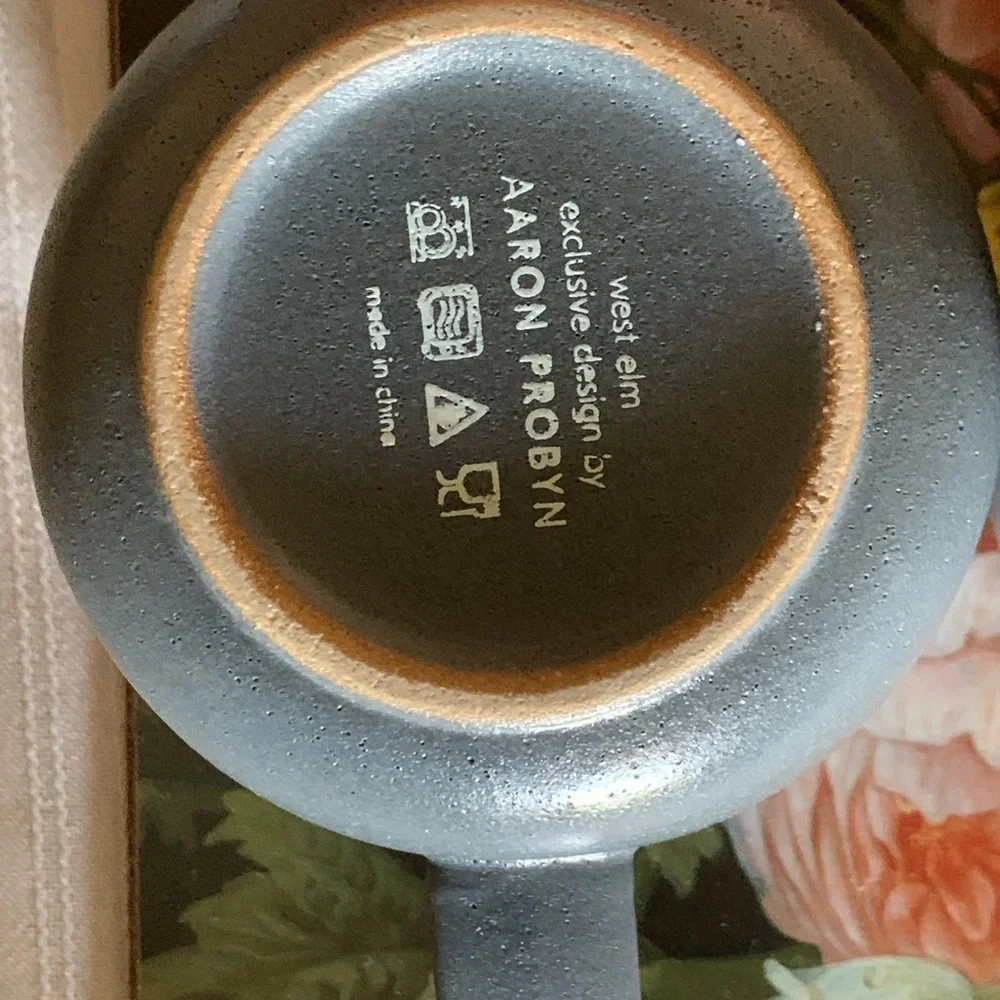 Set of Three Gray Ceramic Mugs